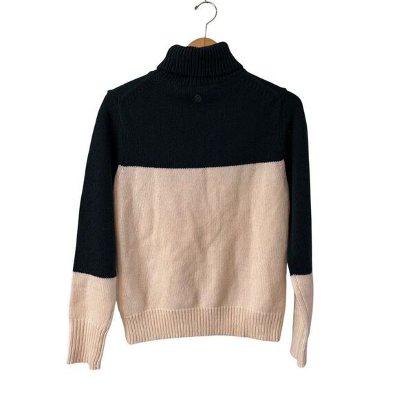 G/FORE Women’s 100% Lambswool Turtleneck Sweater Green White Colorblock Medium - Picture 2 of 9